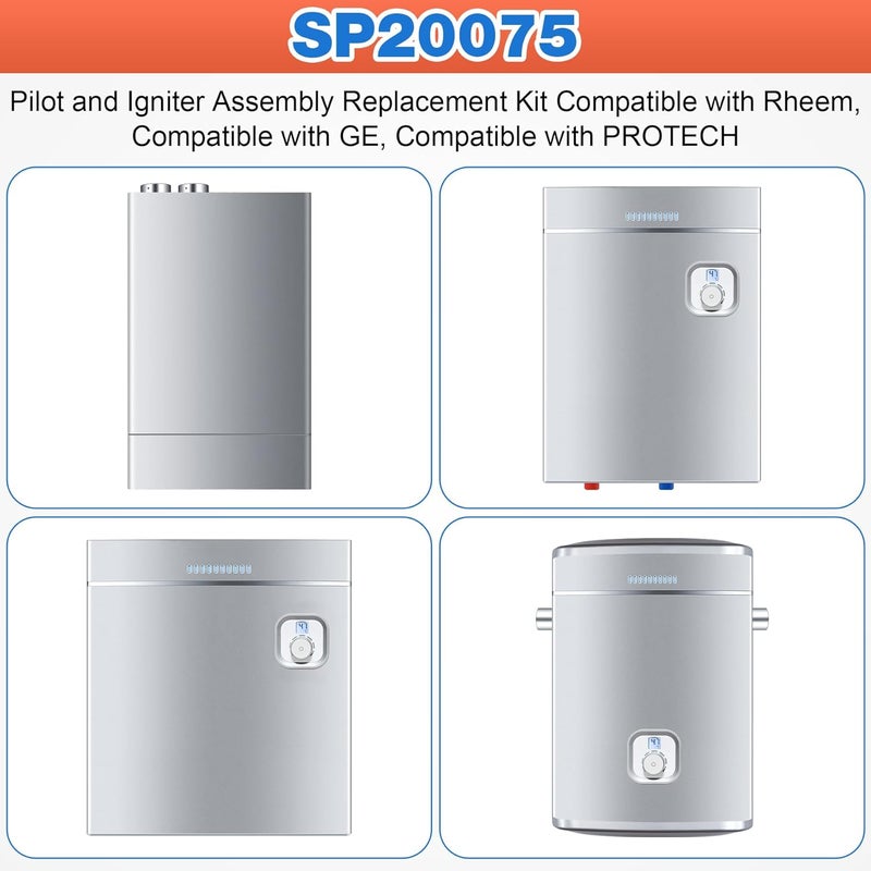 Inchoco Upgraded SP20075 Pilot and Igniter Assembly Replacement Kit Compatible with Rheem, GE, Richmond Water Heater Pilot Assembly Natural Gas Water Heater Parts Including Burner Door Gasket - Image 5